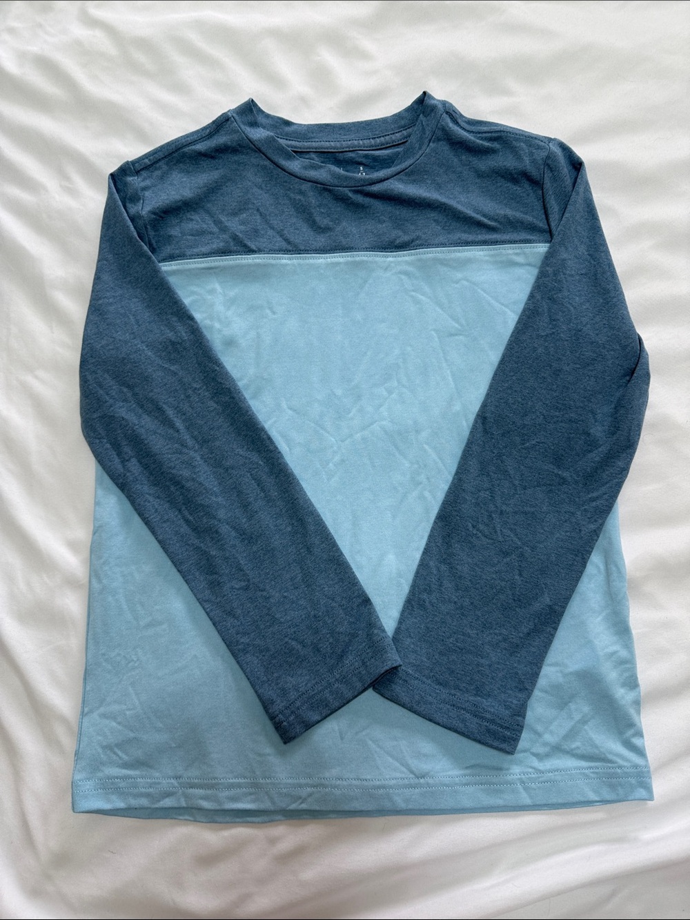 New! Colorblock Long Sleeve Tee - Blue Two-Tone